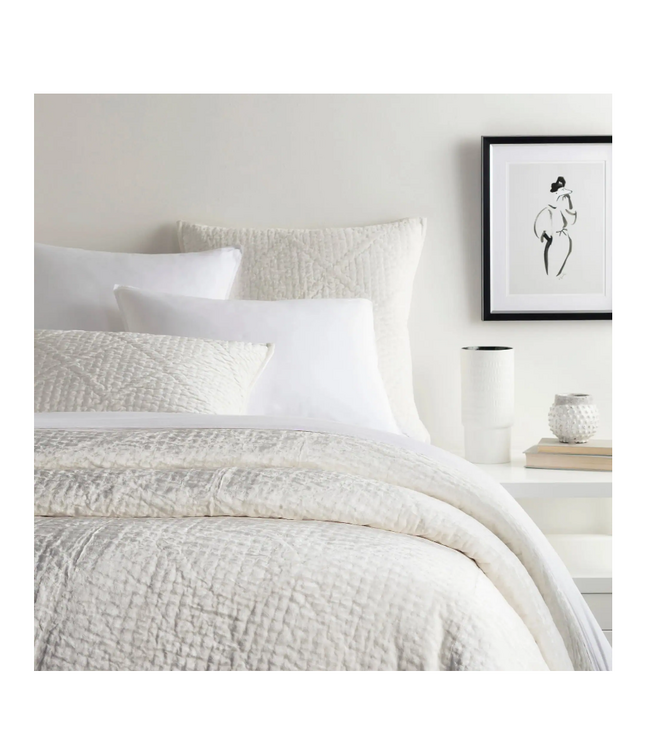 Annie Selke Parisienne Velvet Dove White King Sham