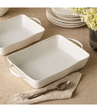 Certified International Linen Cream Large Rectangular Baker 16x10.25