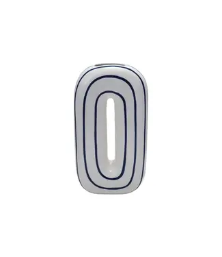 Bloomingville Ceramic O-Shaped Striped Vase, White & Navy