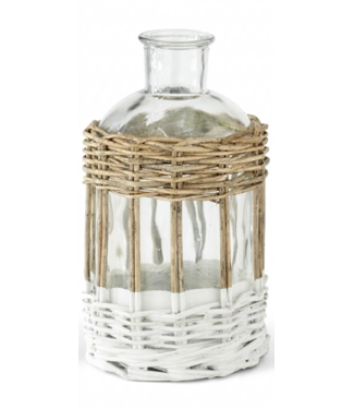 K&K Clear Glass Bottle in Wicker Sleeve - Small