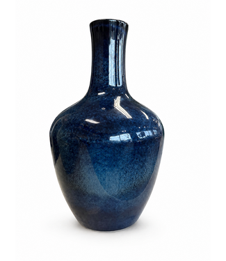 india house 12" Ceramic Indigo Vase