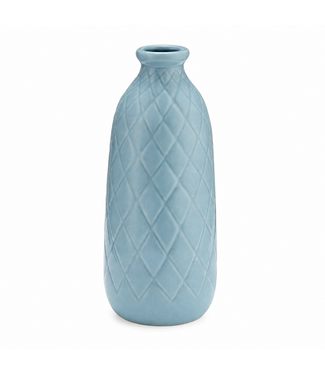 sagebrook 9" Plaid Textured Vase - Cameo Blue