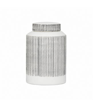 uma home White Ceramic Black Striped Canister (Small)