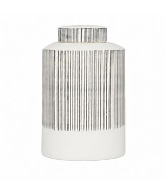 uma home White Ceramic Black Striped Canister (Large)