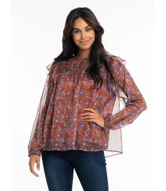 LOIS LDS LEANA BOHO FLORAL BLOUSE W/PLE