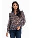 LOIS LDS GISELA L/S V NECK SHEER BLOUSE