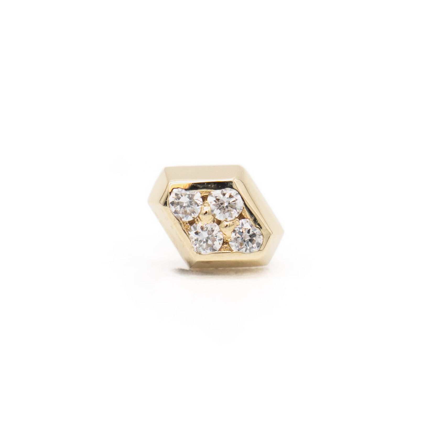 Devine & Co YG Threadless Quad Diamond End