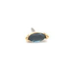 BVLA YG Threadless Marquise V Prong with Sandblasted London Blue Topaz AA