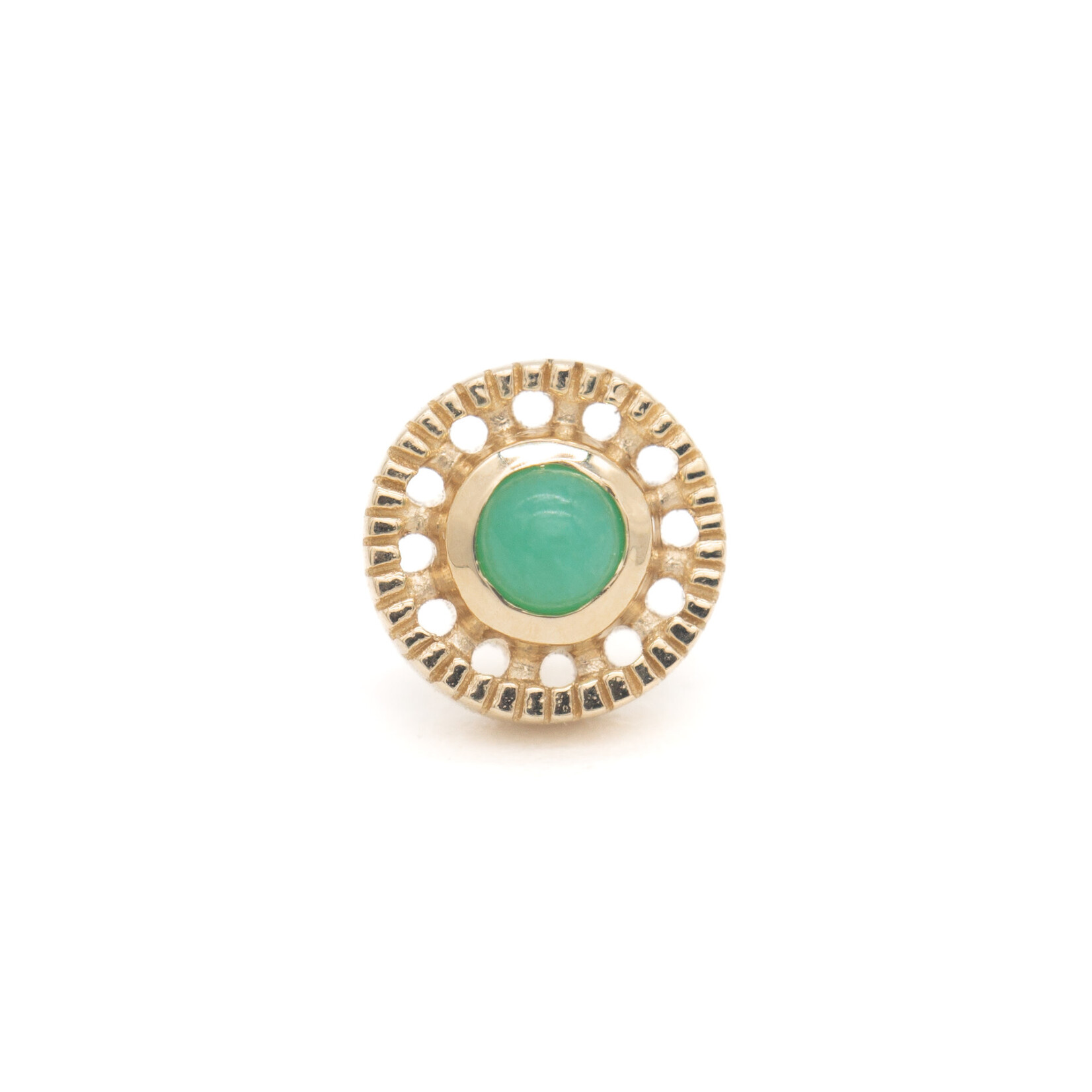 Tether Jewelry YG Threadless Omega 12 w/ Chrysoprase