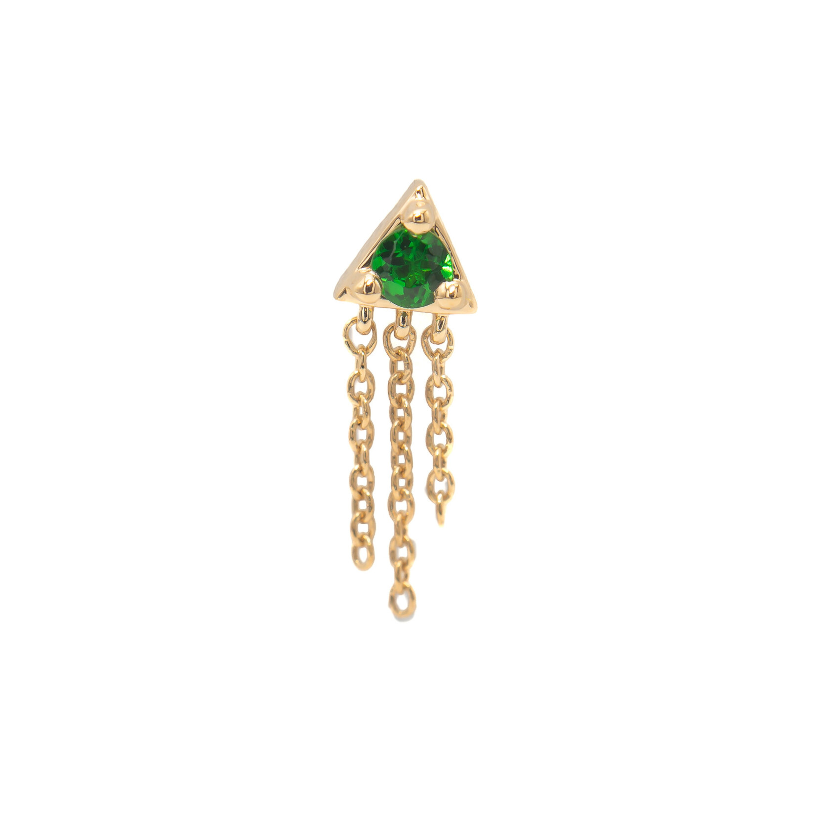 Modern Mood Jewelry YG Threadless Veronika with Chain Tsavorite (Green) Garnet (3.5mm x 11mm)