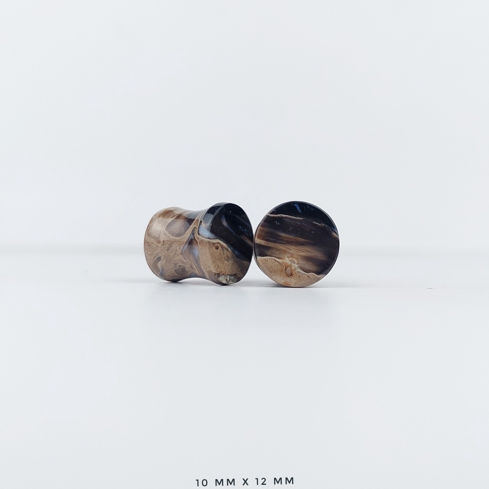 Grit Lapidary Double Flare Plugs Petrified Palm Wood (Pair)