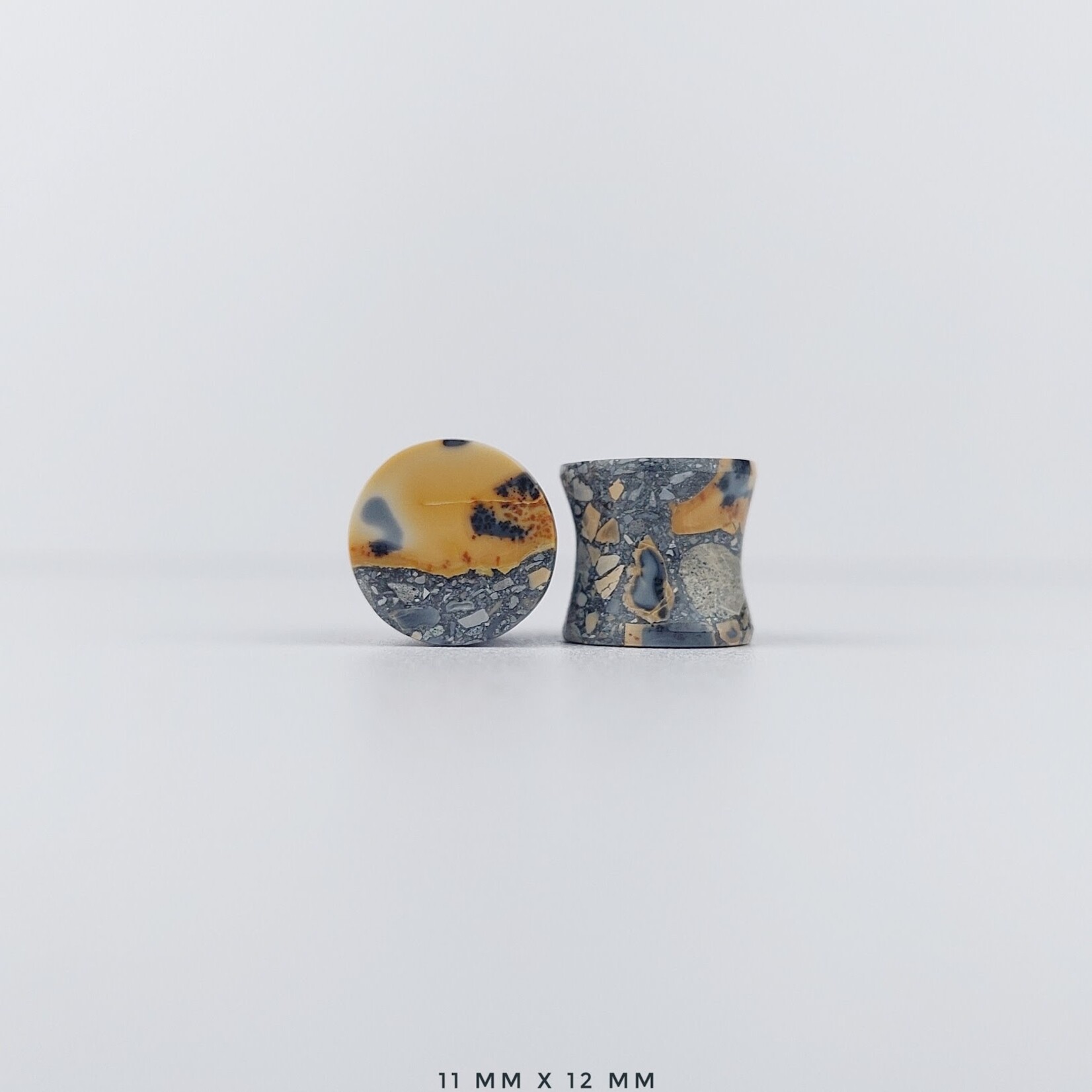 Grit Lapidary Double Flare Plugs Dendritic Maligano Jasper (Pair)