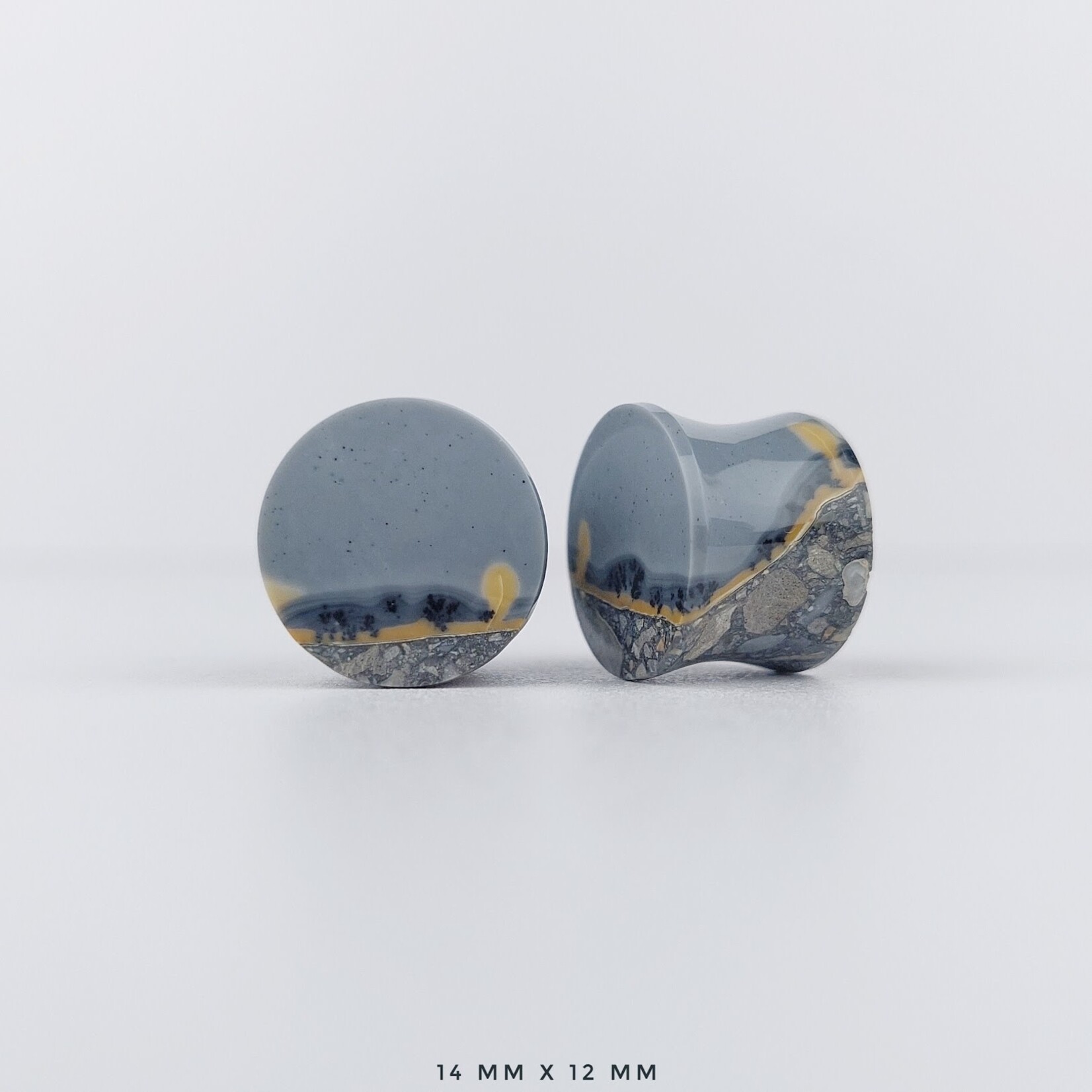 Grit Lapidary Double Flare Plugs Dendritic Maligano Jasper (Pair)