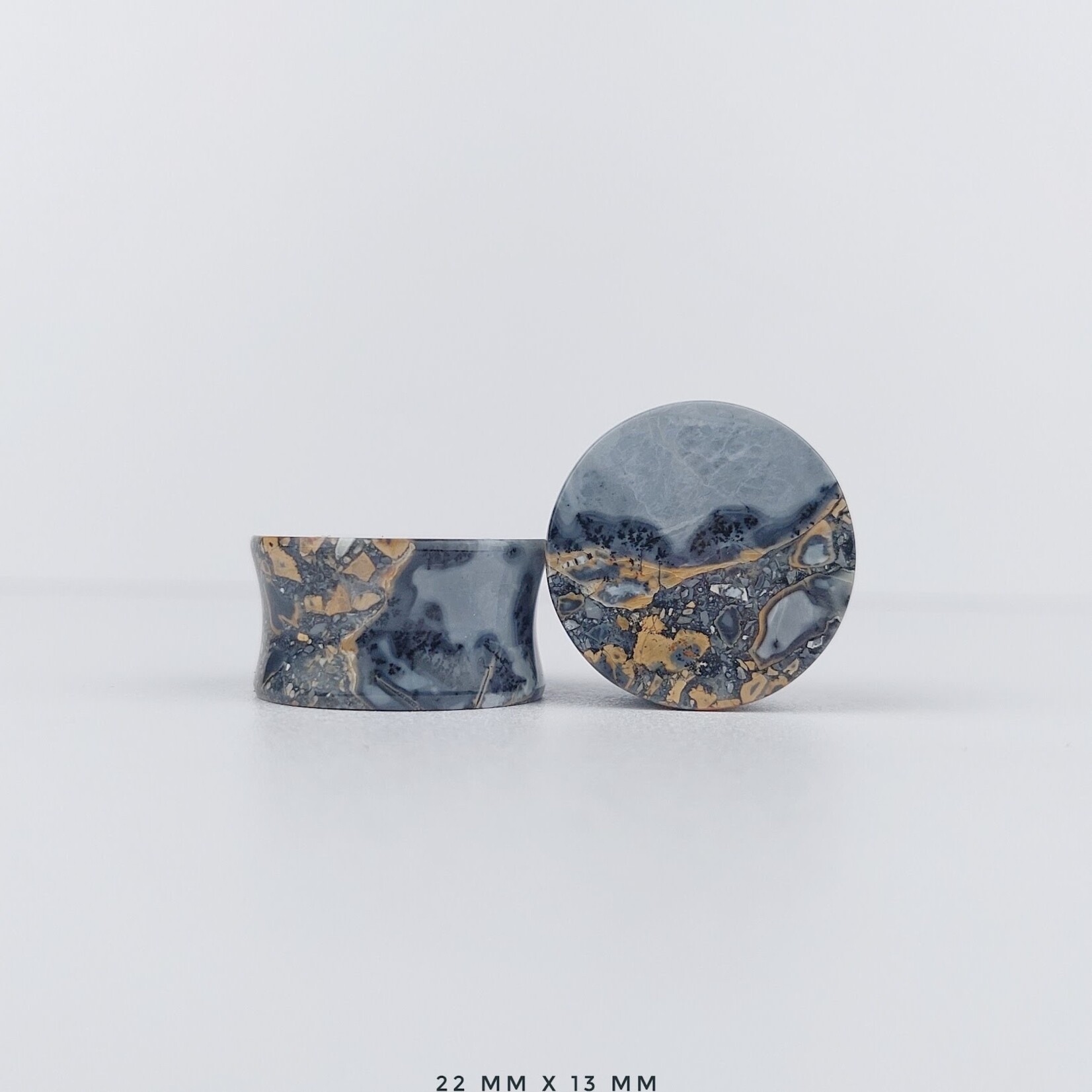 Grit Lapidary Double Flare Plugs Dendritic Maligano Jasper (Pair)