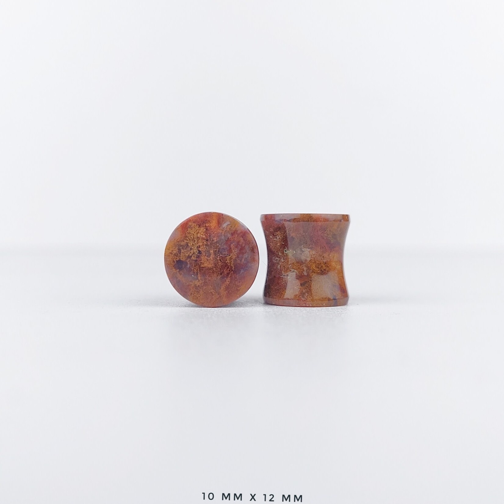 Grit Lapidary Double Flare Plugs Red Moss Agate (Pair)