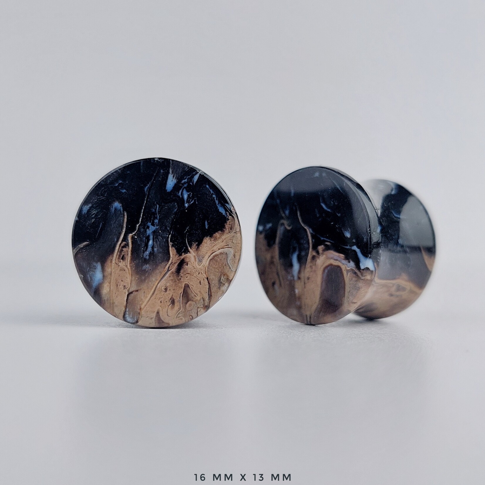 Grit Lapidary Double Flare Plugs Petrified Palm Wood (Pair)