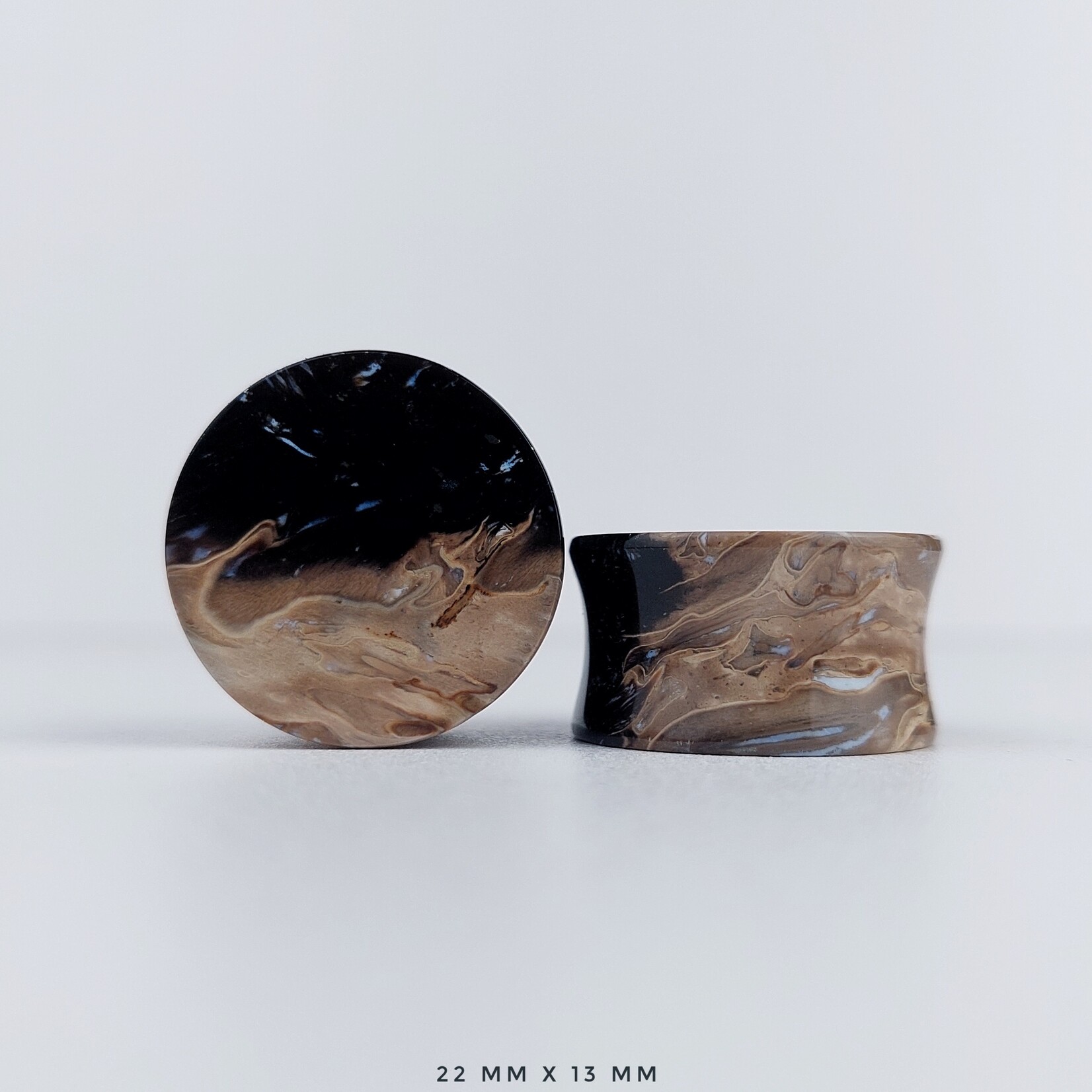 Grit Lapidary Double Flare Plugs Petrified Palm Wood (Pair)