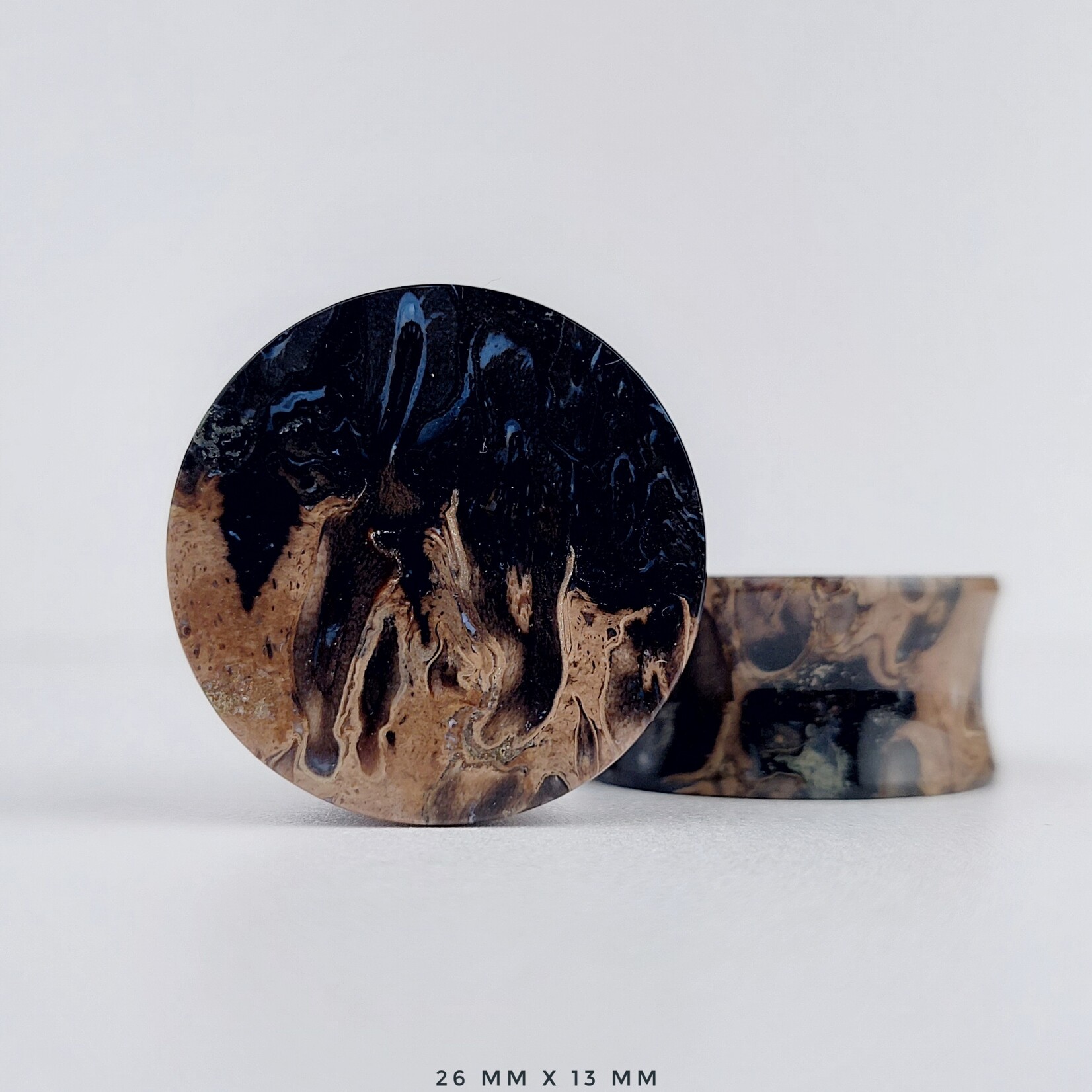 Grit Lapidary Double Flare Plugs Petrified Palm Wood (Pair)