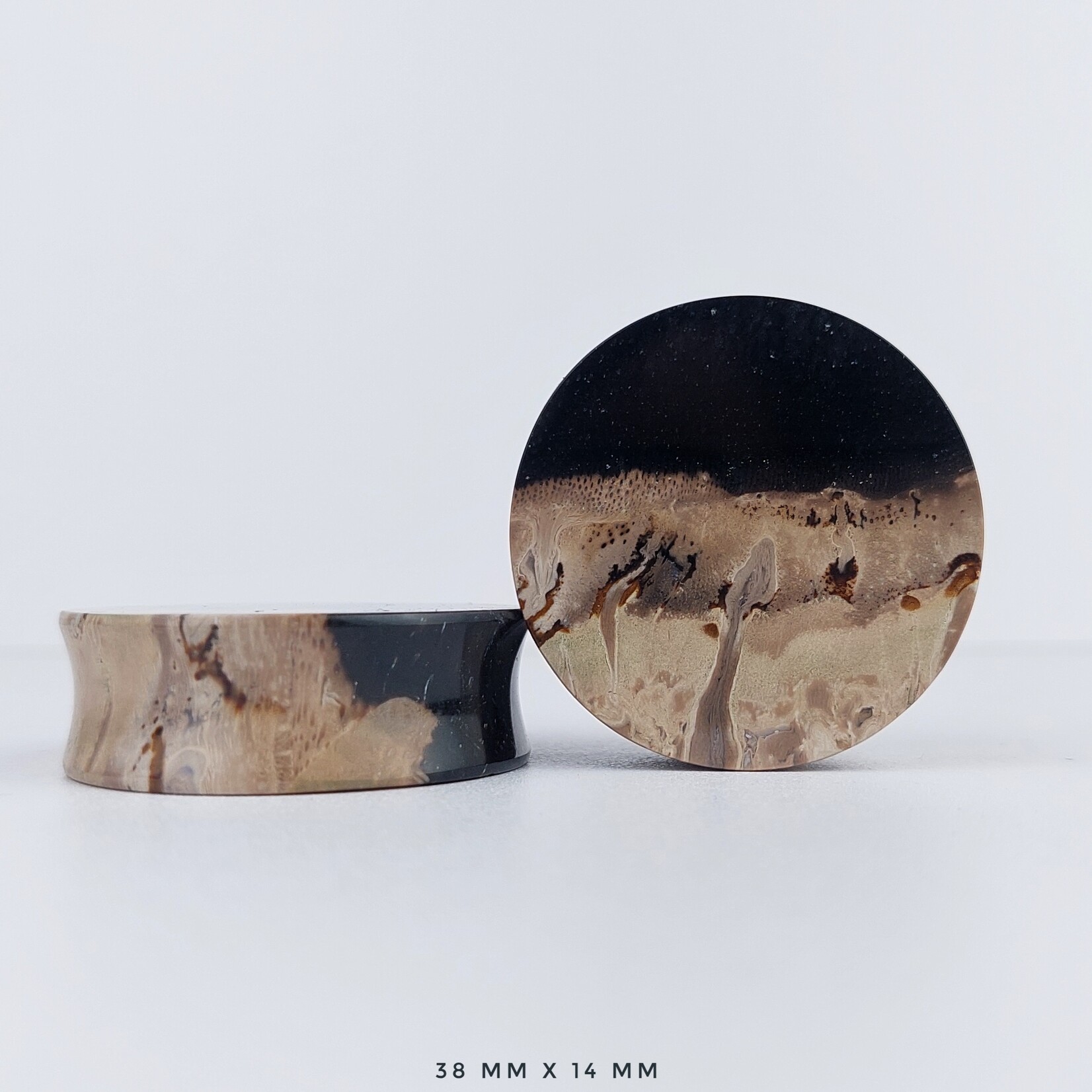 Grit Lapidary Double Flare Plugs Petrified Palm Wood (Pair)