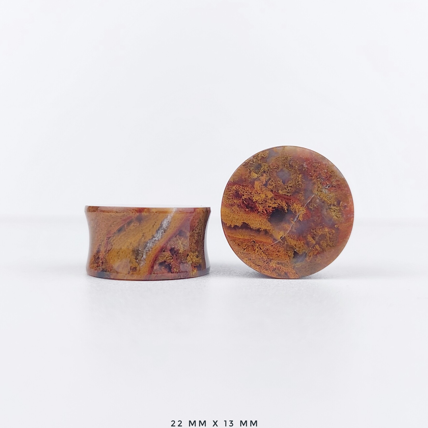 Grit Lapidary Double Flare Plugs Red Moss Agate (Pair)
