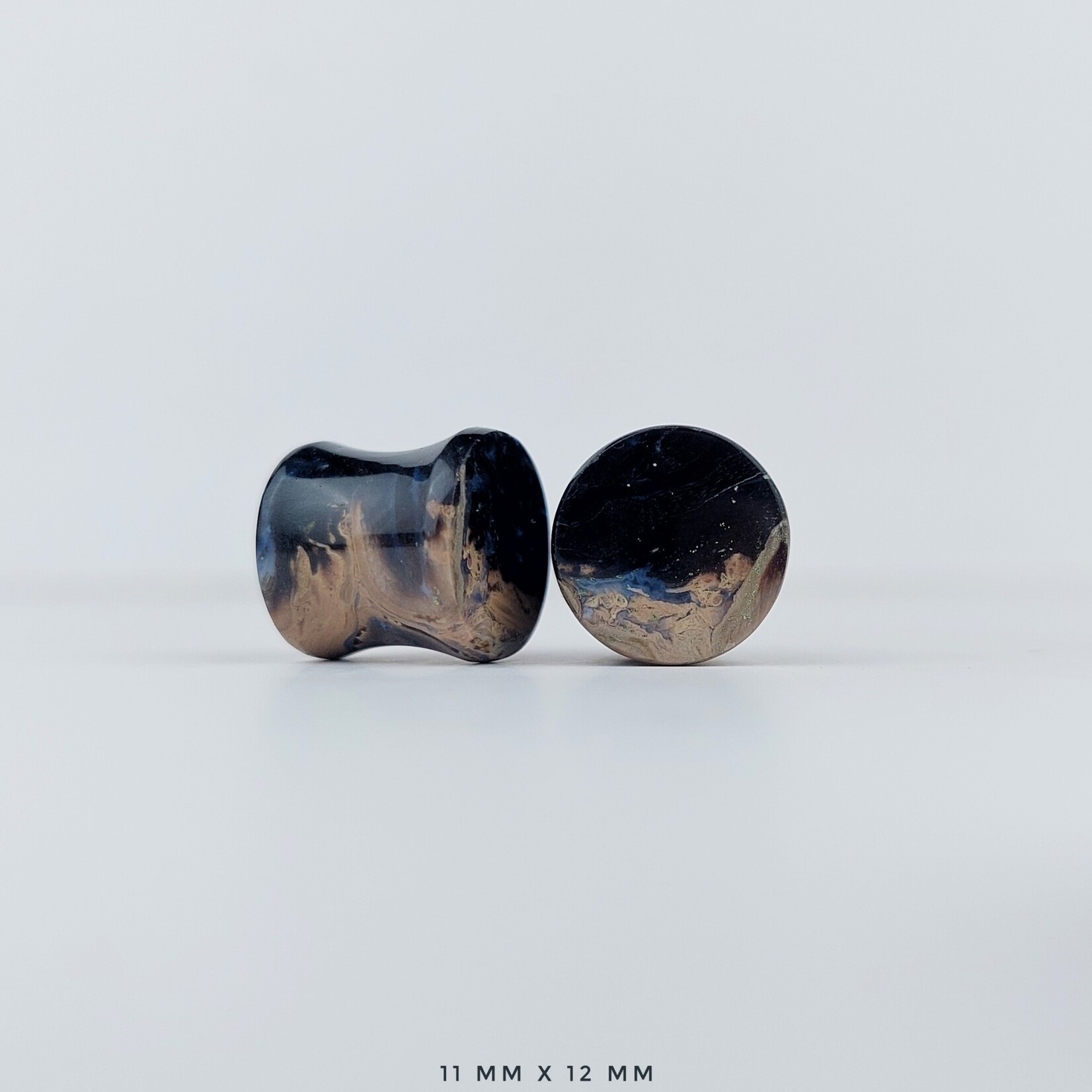 Grit Lapidary Double Flare Plugs Petrified Palm Wood (Pair)