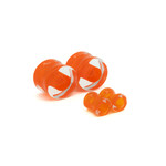 Gorilla Glass Double Flare (DF) Glass Plugs - Lifesaver Orange (Pair)