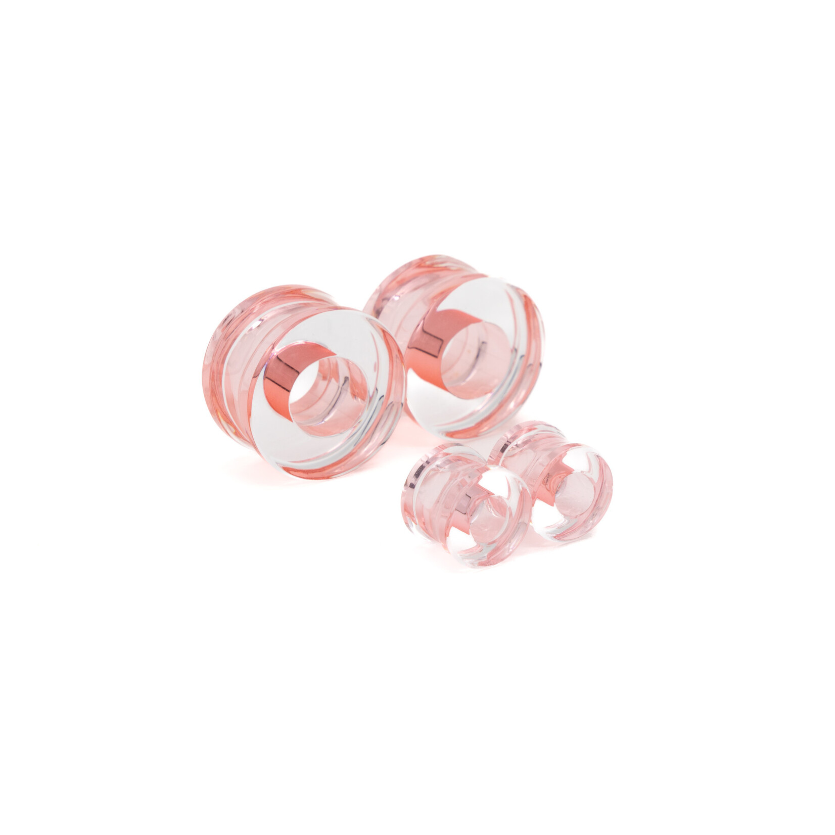 Gorilla Glass Double Flare (DF) Glass Plugs - Lifesaver Light Pink (Pair)