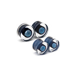 Gorilla Glass Double Flare (DF) Glass Plugs - Lifesaver Blue with White Center (Pair)