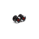 Gorilla Glass Double Flare (DF) Glass Plugs - Lifesaver Black with Maroon Centre (Pair)
