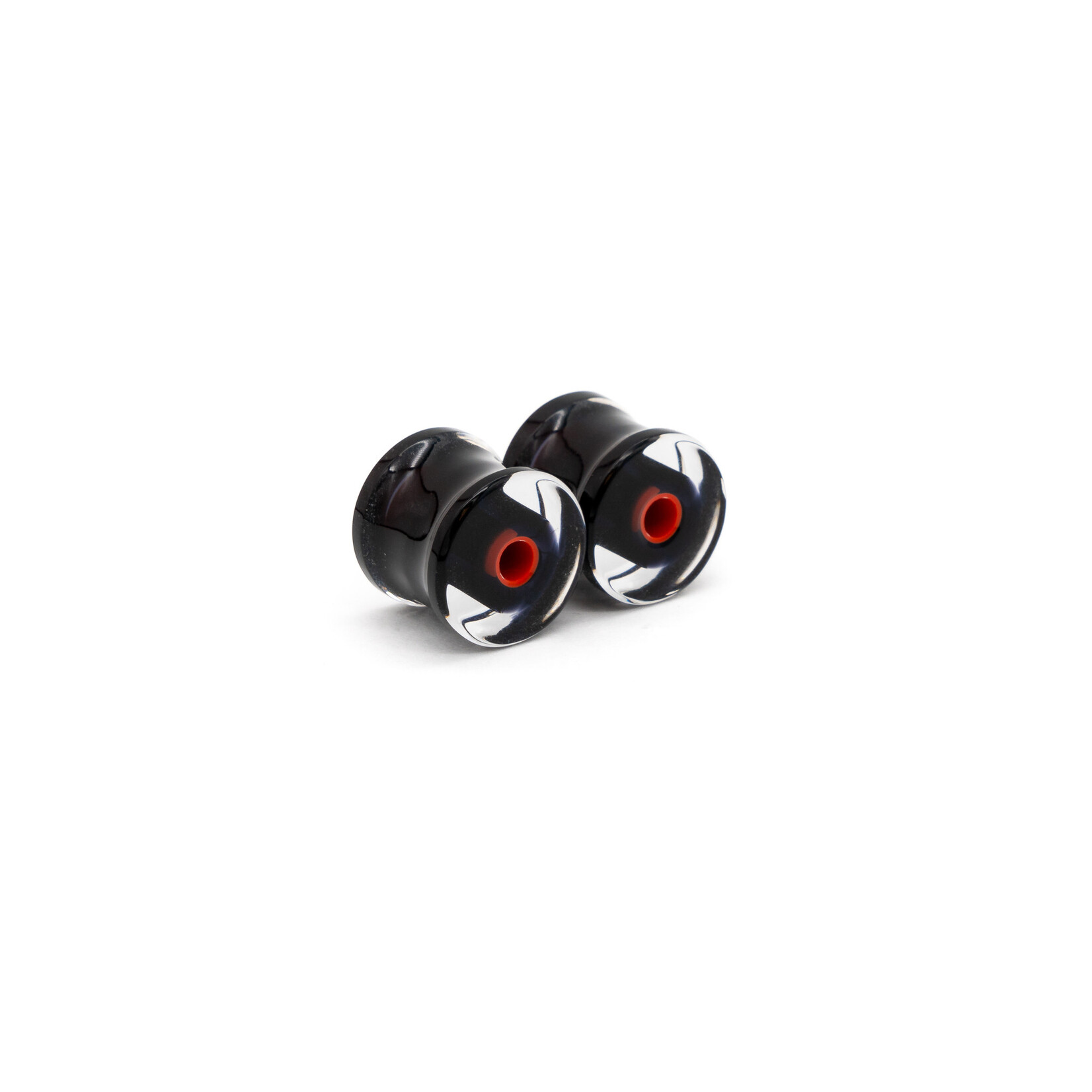 Gorilla Glass Double Flare (DF) Glass Plugs - Lifesaver Black with Maroon Centre (Pair)