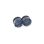 Glasswear Studios Double Flare (DF) Glass Plugs - Honeycomb Texture with Purple Foil (Pair)