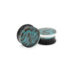 Glasswear Studios Double Flare (DF) Glass Plugs - Teal and Brown Swirl (Pair)