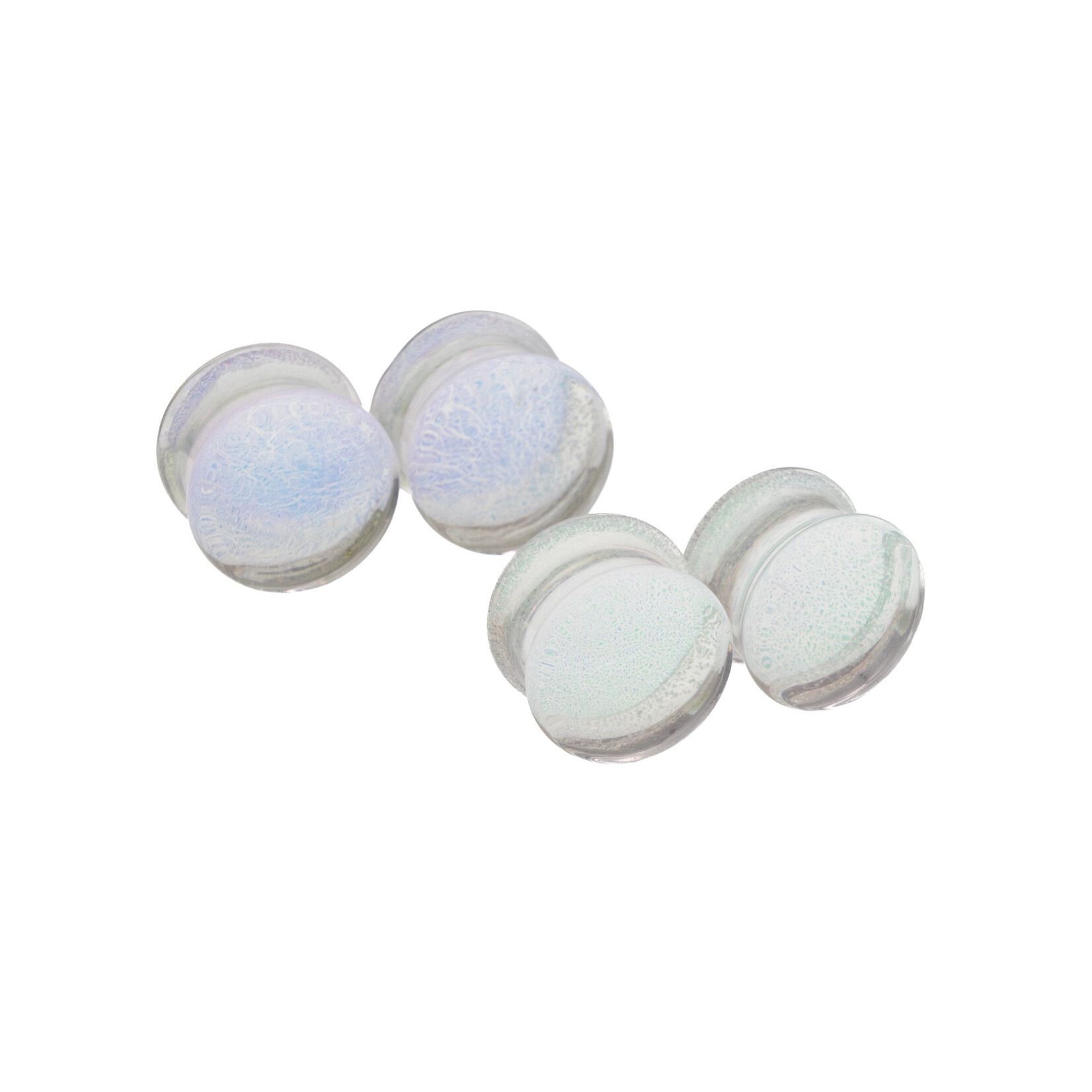 Glasswear Studios Double Flare (DF) Glass Plugs - Cloudy Opalescent (Pair)