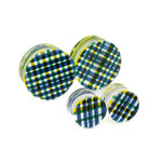 Gorilla Glass Double Flare (DF) Glass Plugs - Plaid (Pair)