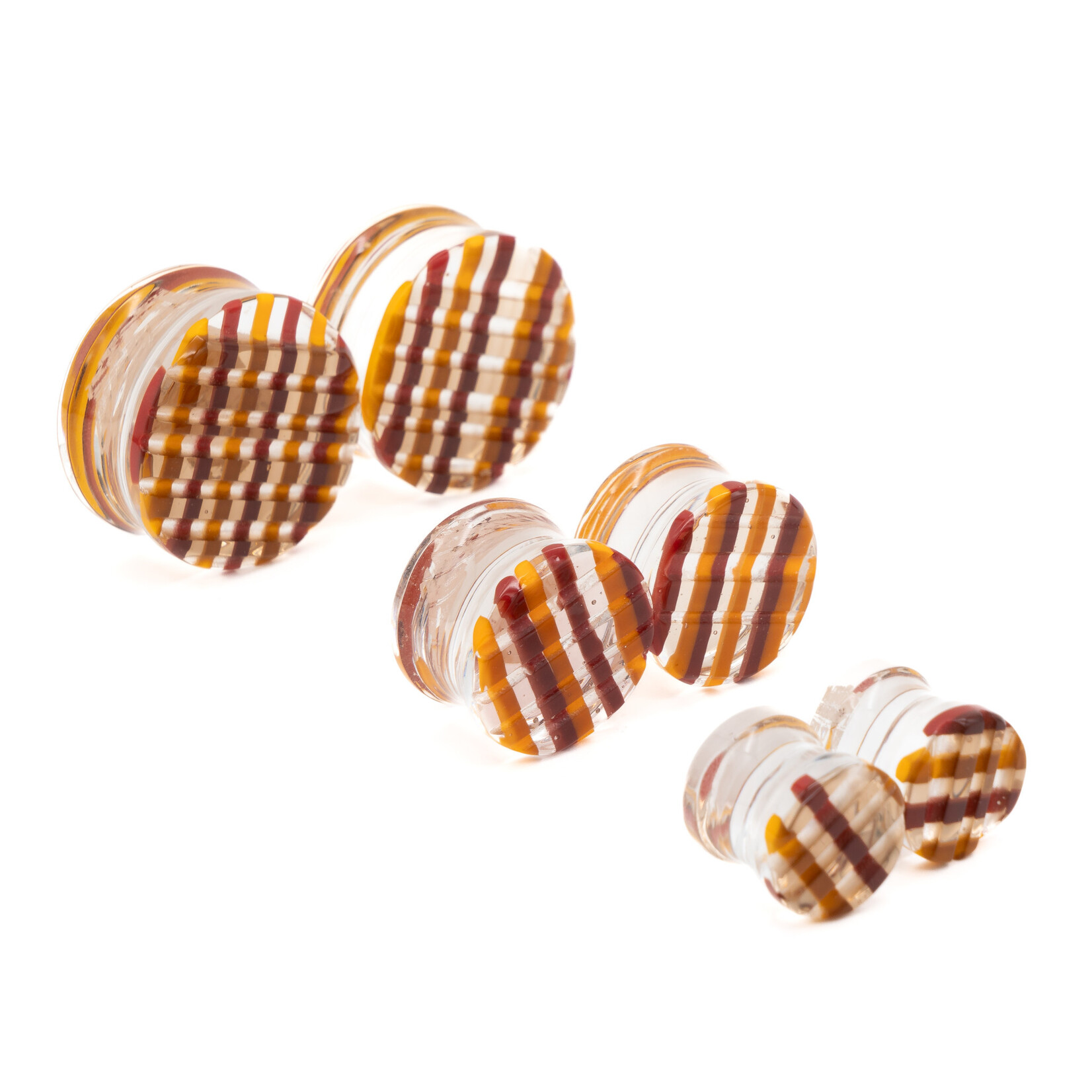 Gorilla Glass Double Flare (DF) Glass Plugs - Plaid (Pair)
