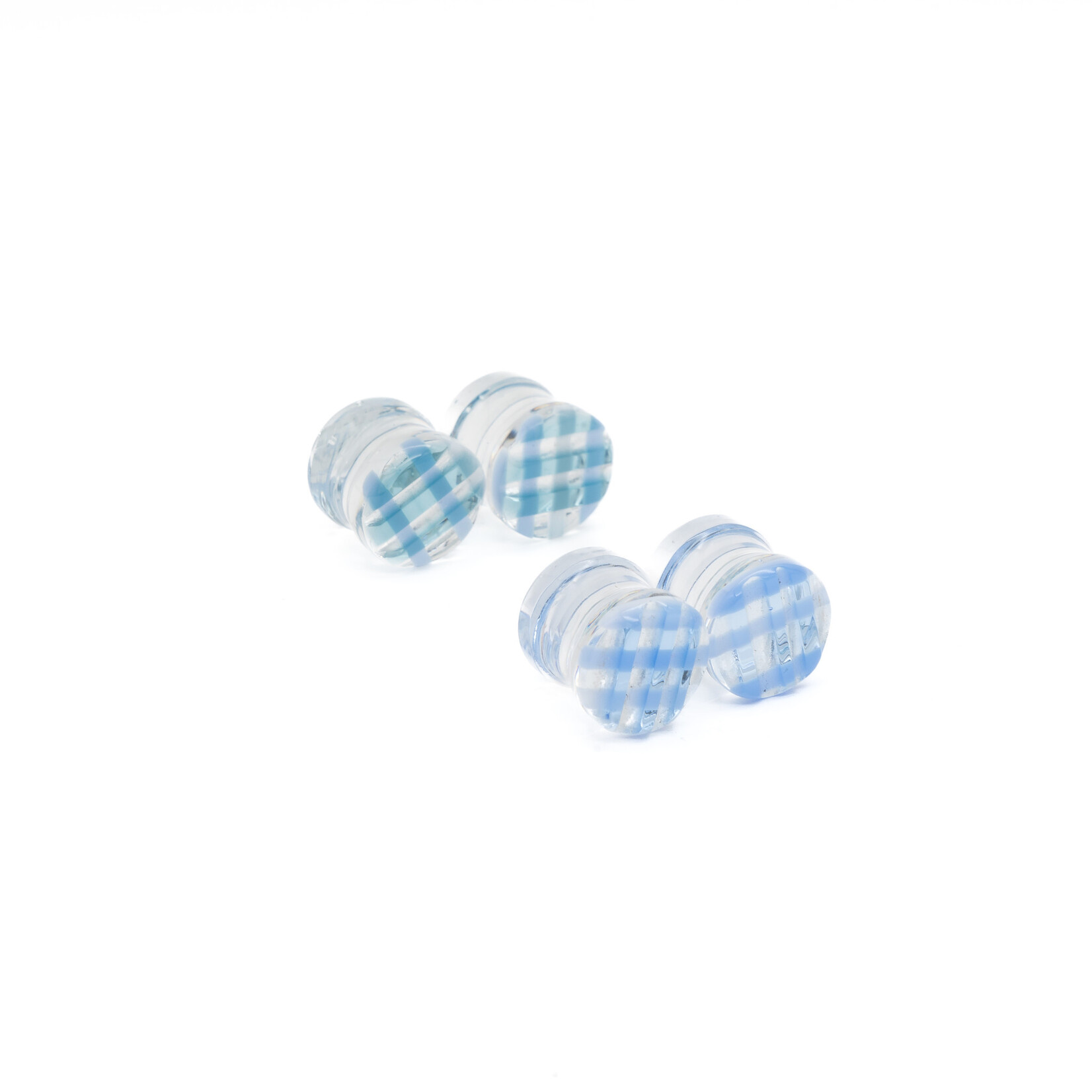Gorilla Glass Double Flare (DF) Glass Plugs - Plaid (Pair)