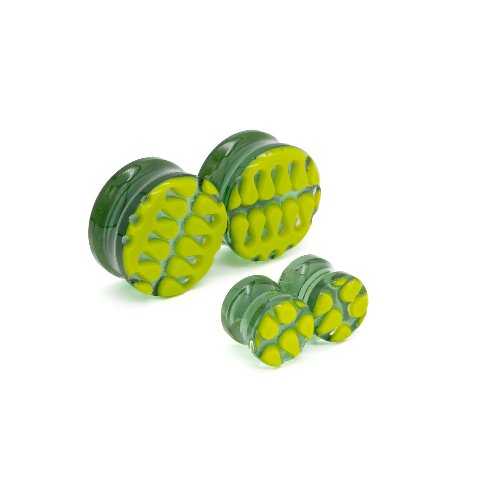 Gorilla Glass Double Flare (DF) Glass Plugs - Retro Swerve (Pair)