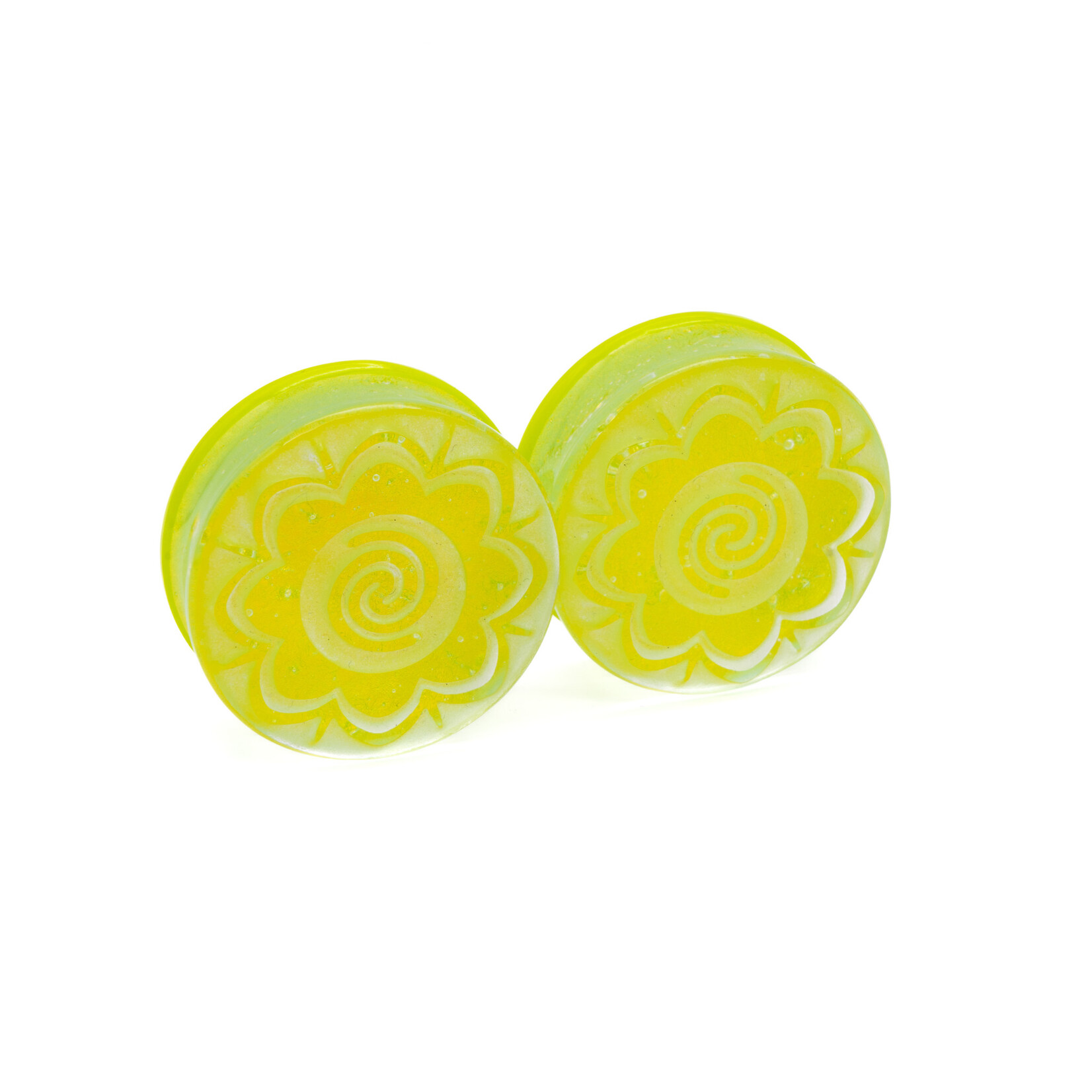 Gorilla Glass Double Flare (DF) Glass Plugs - Brindal Flower (Pair)