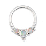 BVLA WG 16g 3/8" Sylvie Seam Ring - 2mm White OPAL AAA (2), 2.5mm White OPAL AAA (1)