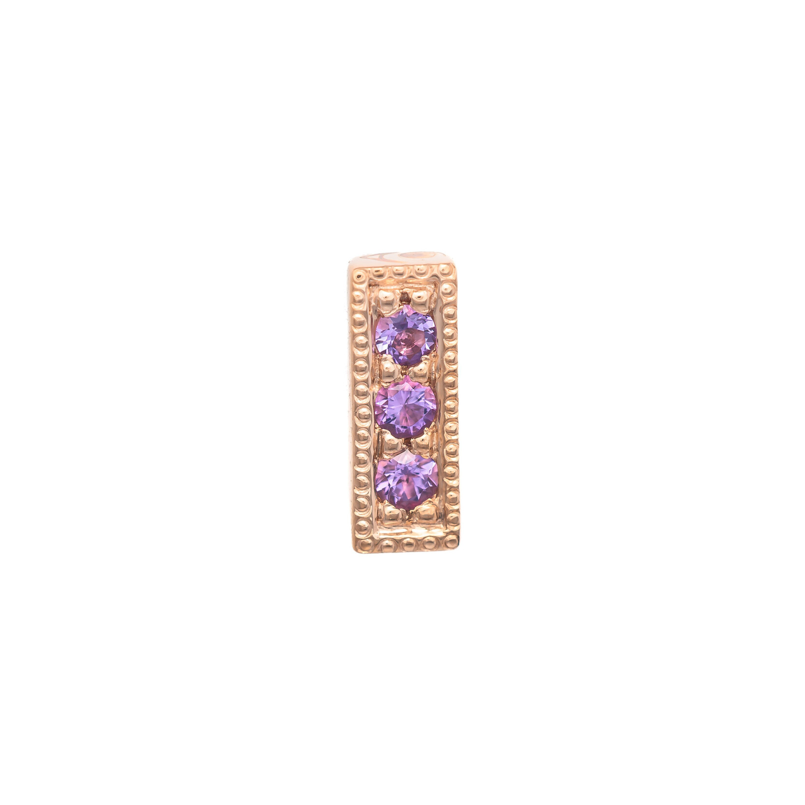 BVLA RG Threadless 3 Gem Milligrain Strip with 1.25mm Amethyst AA (3)