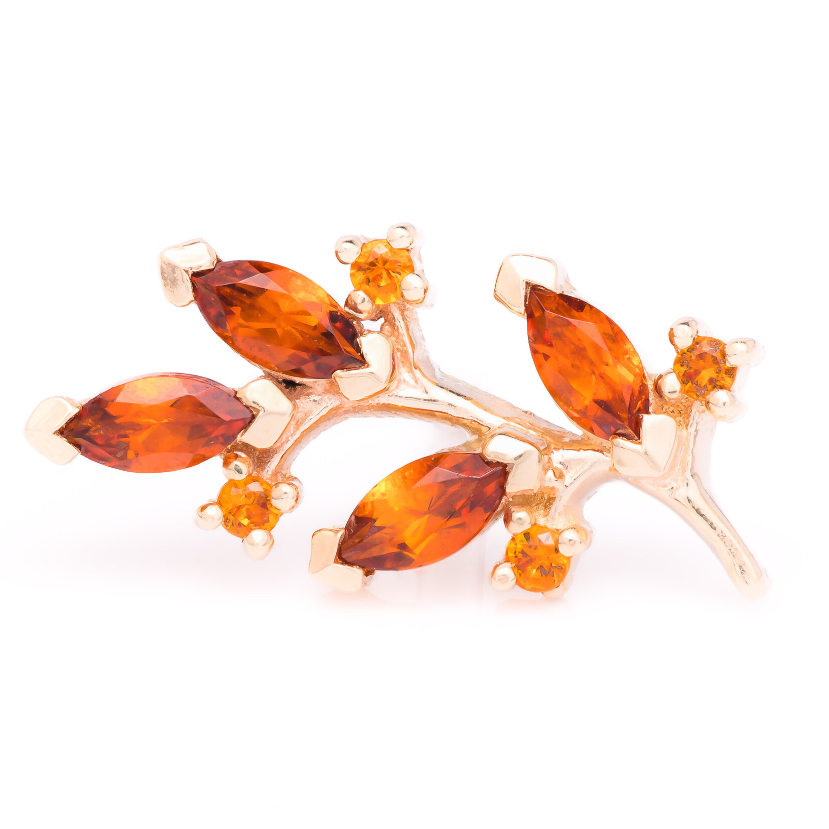 BVLA YG 16g Threaded Bitter Sweet with Madeira Citrine and Citrine AA - Curved to the Left