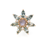 BVLA YG 14G Threaded Virgil with Grey Sapphire Marquise, White Diamond, and Rose Cut Labradorite