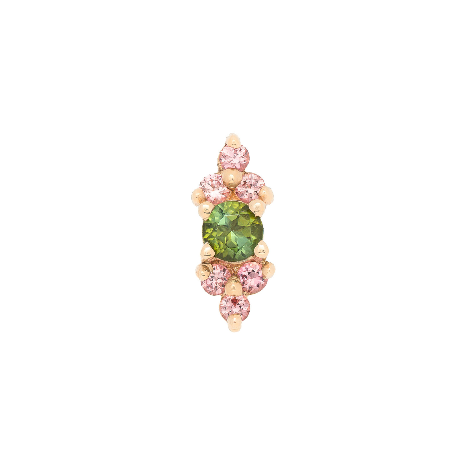 BVLA YG 16g Threaded Embrace with Champagne Sapphire and Green Tourmaline AA