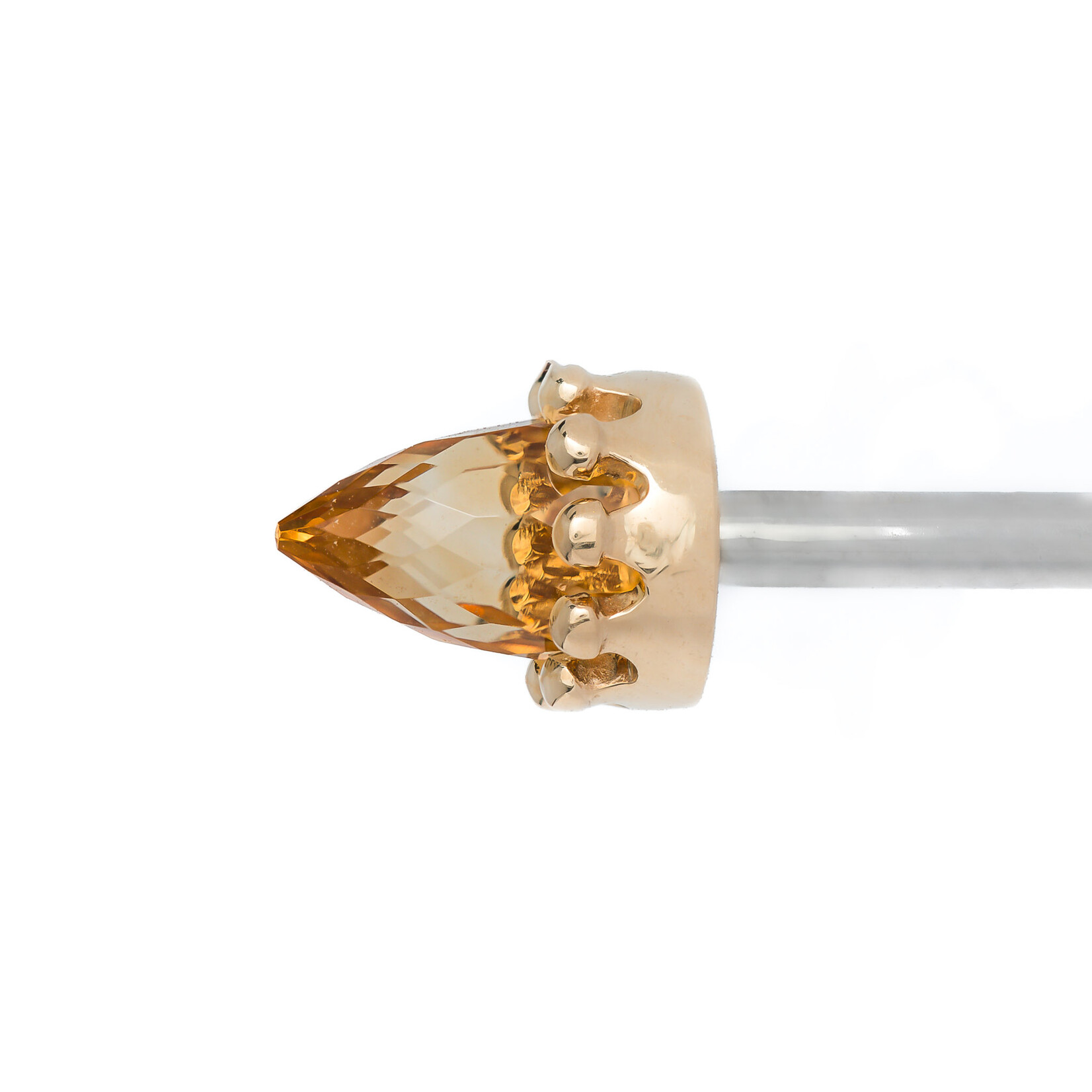 BVLA YG 14g Threaded Crown with 4x6mm Faceted Citrine Bullet