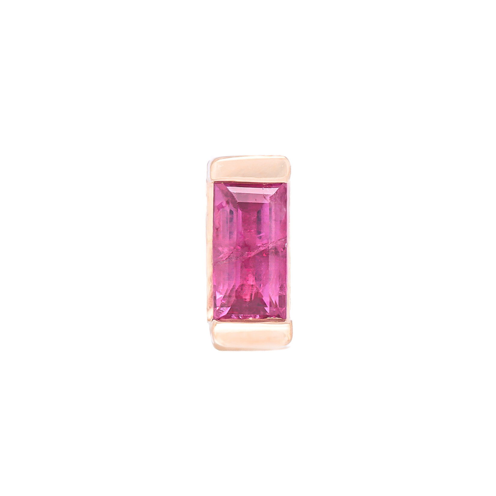 Modern Mood Jewelry YG Baguette Solitaire - Jax - Channel Setting with Ruby