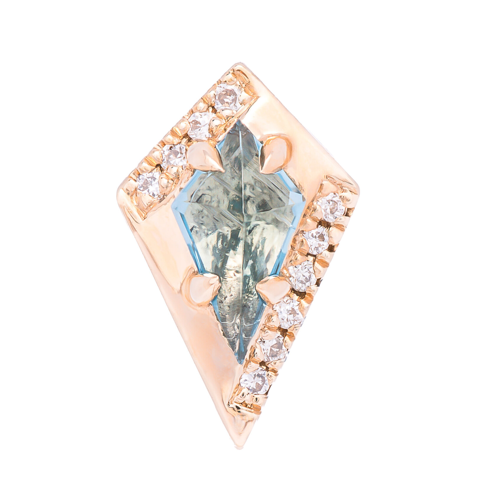 Modern Mood Jewelry YG Threadless Artemis - London Blue Topaz - Diamond Edge