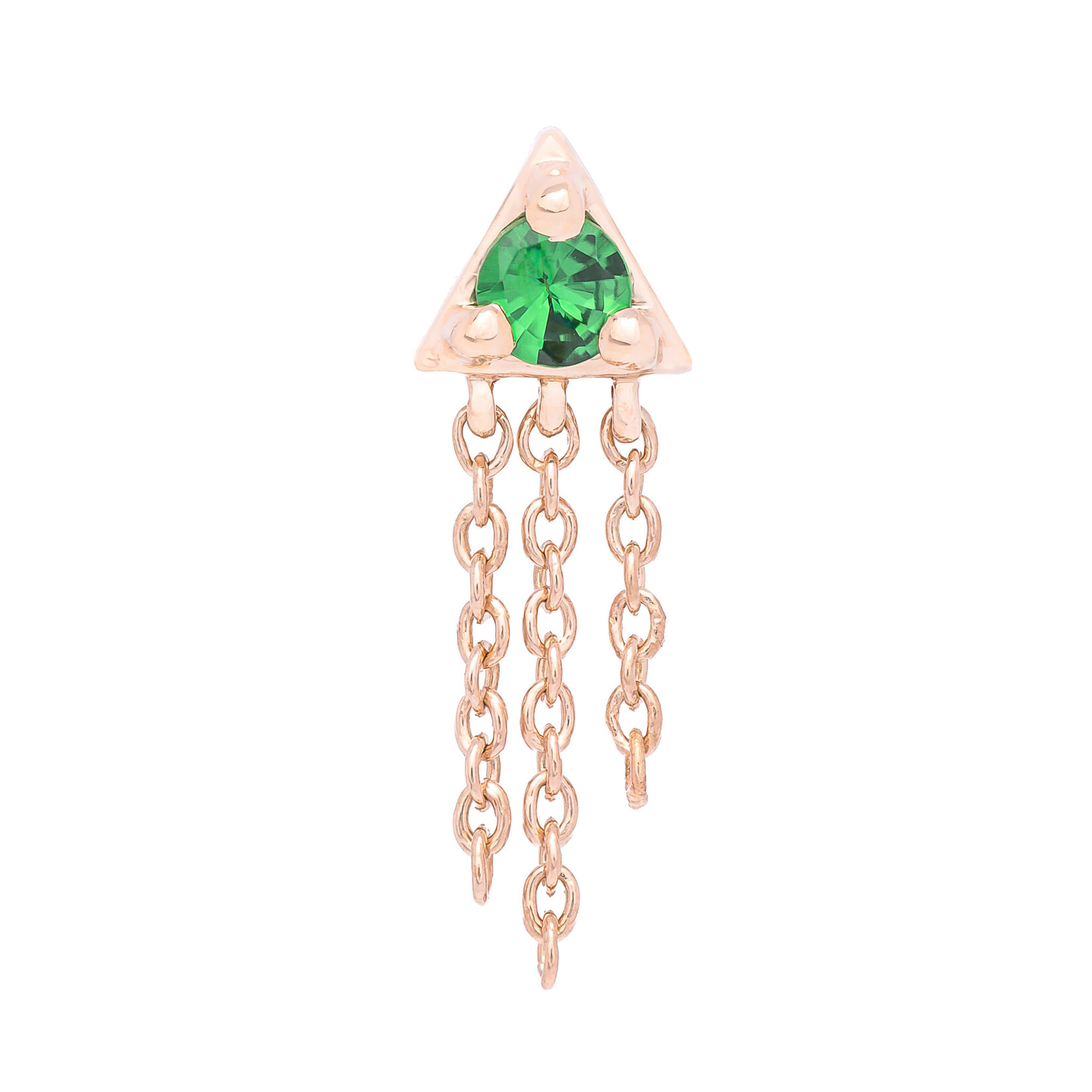 Modern Mood Jewelry YG Threadless Veronika with Chain Tsavorite (Green) Garnet (3.5mm x 11mm)