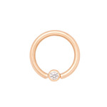 Kiwi Diamond YG 16g Fixed Gem Ring w/ Forward Facing 2mm Bezel Diamond VS1