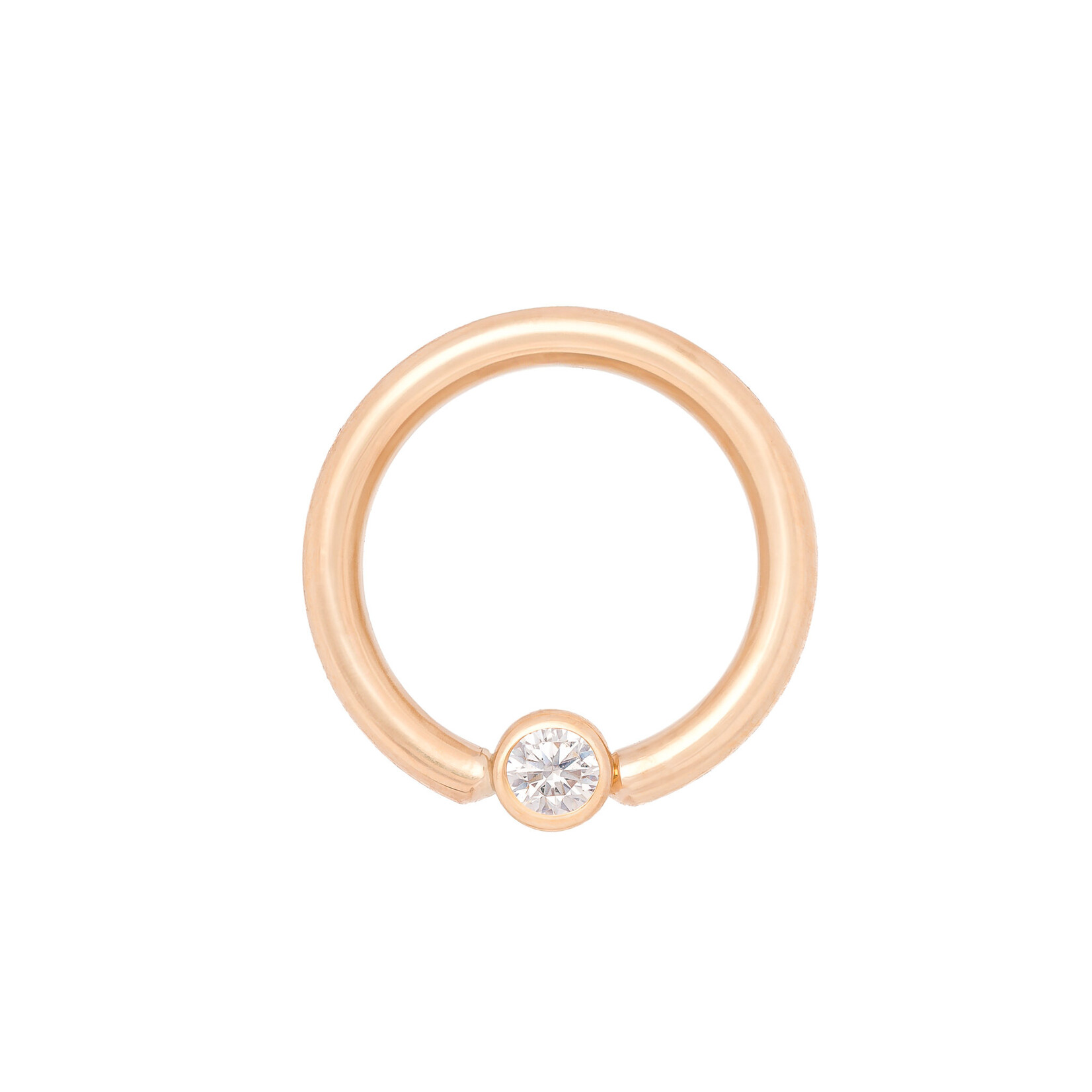 Kiwi Diamond YG 16g Fixed Gem Ring w/ Forward Facing 2mm Bezel Diamond VS1