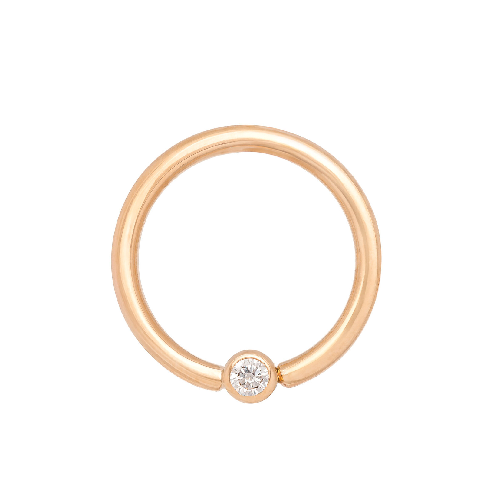 Kiwi Diamond YG 16g Fixed Gem Ring w/ Forward Facing 2mm Bezel Diamond VS1